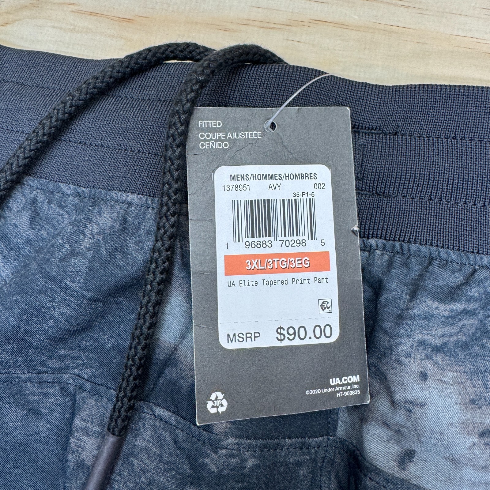 NEW Under Armour Mens Elite Tapered Print Fitted Pants Black Gray 3XL thumbnail 5