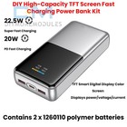 22.5W Fast Charging Mobile Power Bank DIY Kits Digital Display TFT Color Screen