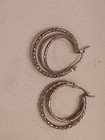 Small Lightweight Silver Tone Double Hoop Earring Summer Cool Tone — photo 2