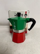 Bialetti - Moka Express Italia Collection Moka Pot - 3 Cup - Green, Silver, Red