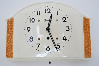Kieninger Porzellan Uhr Vintage Wanduhr Pendeluhr mechanische uhr
