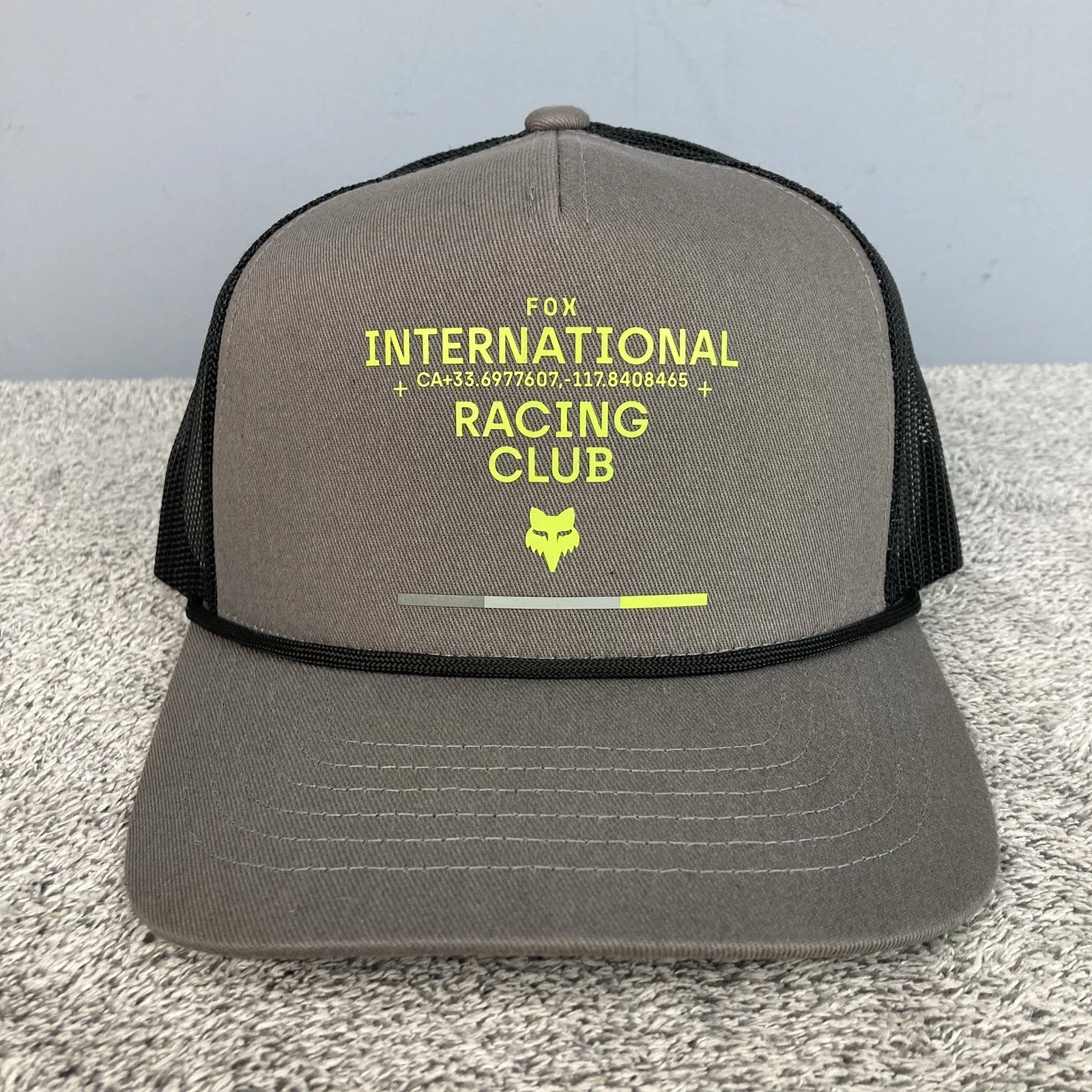 Fox Racing Numerical Trucker Hat International Racing Club Snapback Gray Mesh