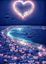5D Diamond Painting Kits for Adults Diamond Art Kits for Love Heart Beach