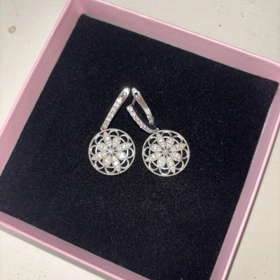 2.00Ct Round Cut Lab-Created Diamond Drop Dangle Earrings 14K White Gold Plated
