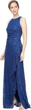 Alex Evenings Womens Long Sleeveless Mother of The Bride Dress 14 Royal
