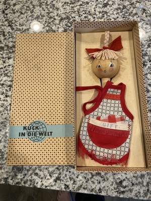 Vintage Unique Krahmer Puppen Wooden Doll Head Cork Medicine Bottle Stopper