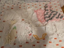 Lot of 11 baby girl bodysuits, 1 jumpsuit, 1 cotton hooded jacket 0-3 Months