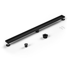 Linear Shower Drain 42", Matte Black Floor Drain with Tiled Insert Grate  Ha...