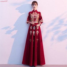 Chinese Traditional Women's Formal Wedding Dress Flower Embroidery Long Skirt