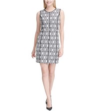 Calvin Klein Womens Applique Seam Sheath Dress, black, 14