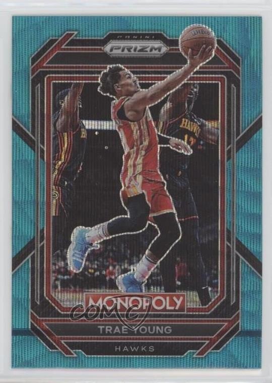 2022-23 Panini Prizm Monopoly Teal Wave Prizm Trae Young #1 0s9t