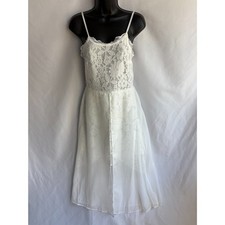 Gorgeous Midi White Lace Dress Size XS Cottagecore Prairie Chiffon Victorian
