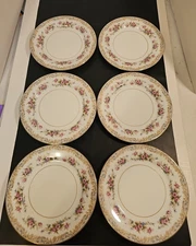 Noritake 5317 Somerset Set Of 6 Floral Gold Rim Salad Plates 7 1/2" Japan