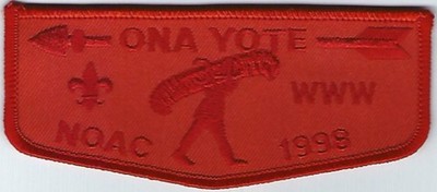 OA flap Ona Yote Lodge #34 F3 Flap 1998 NOAC Land of the Oneidas Council