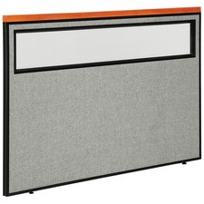 60-1/4"W x 43-1/2"H Deluxe Office Partition Panel with Partial Window Gray