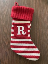 Wondershop Target Knit Striped Monogram Christmas Stocking Red White Letter R