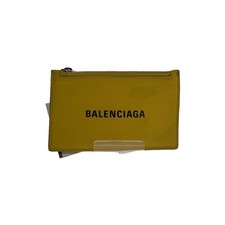 BALENCIAGA Leather Card Case, Yellow, Men's