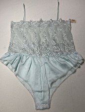 NWT Vtg Teal Sz M Victoria's Secret Lace Teddy Bodysuit Snap Crotch Gold Label