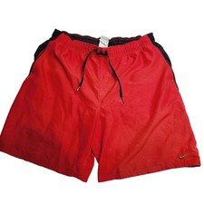 Nike Men  s Board Swim Trunks Size Large Pockets Lined Shorts Size Red Black