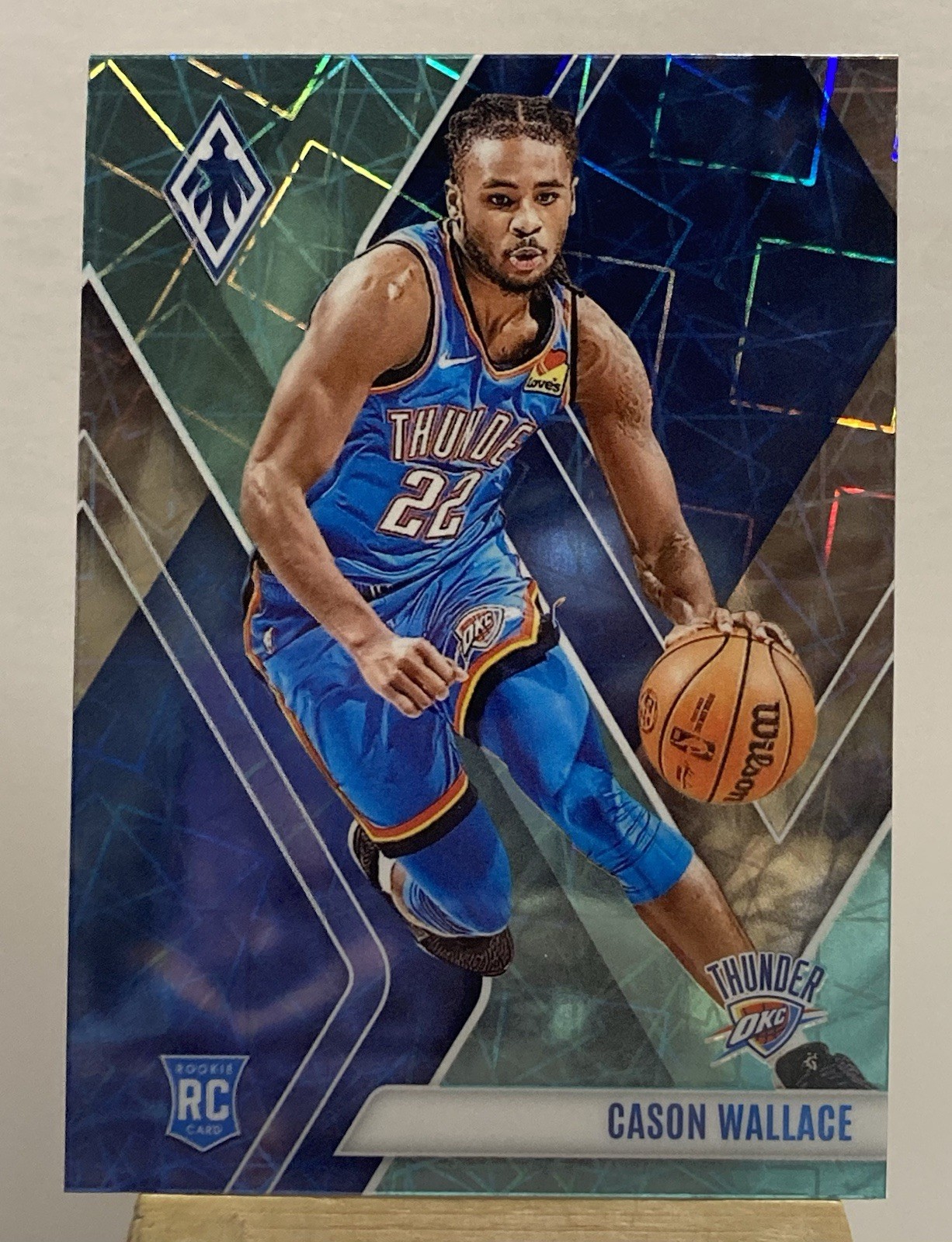 2023-24 Panini Phoenix Basketball Cason Wallace Teal Lazer #291 Thunder 