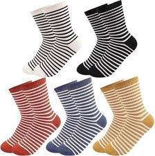 5 Pairs of Retro Striped Socks Cute Crew Socks for Women All-season Womens Cr...