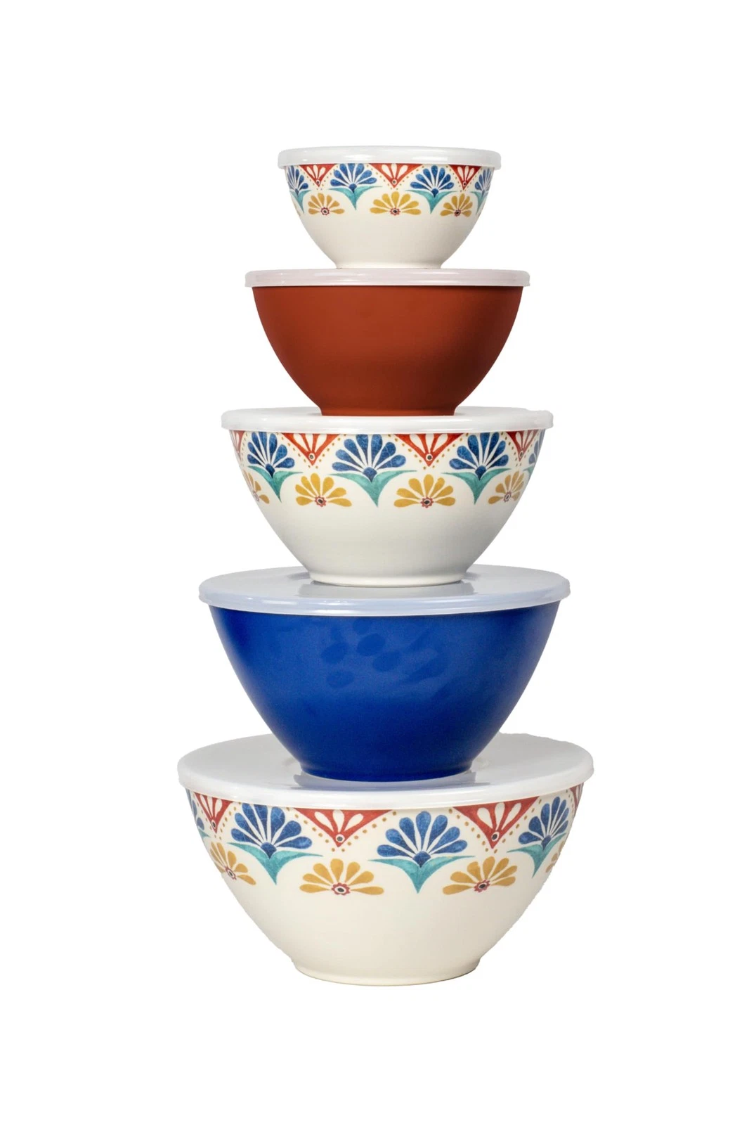Rio Medallion Set of 5 Melamine Mixing Bowls with Lids for Mixing and Kitchen...