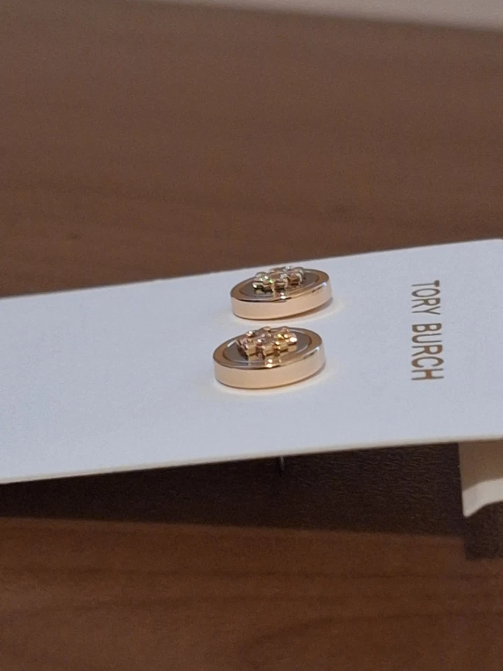 Pendiente Tory Burch Kira Metal Circular-Stud Dorado y Plata Latón Chapado en Oro 18K Foto 4 de 4