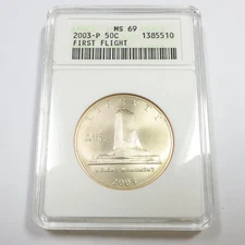 2003 P Clad ANACS MS69 - First Flight Commemorative 50c Half Dollar #57496A