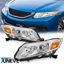 For 2012-2015 Honda Civic Sedan 12-13 Coupe Chrome Amber Headlights Pair Lhrh For 2012-2015 Honda Civic Sedan 12-13 Coupe Chrome Amber Headlights Pair Lhrh