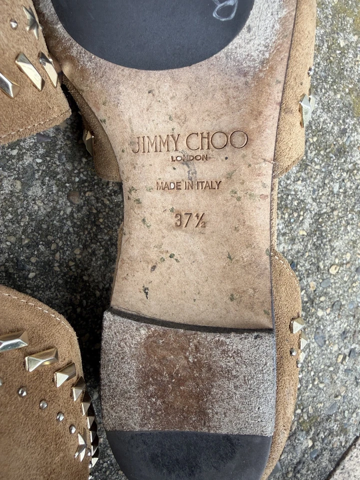 Jimmy Choo beige suede studded embellished Ballet Flats 7.5 - Image 4 of 4