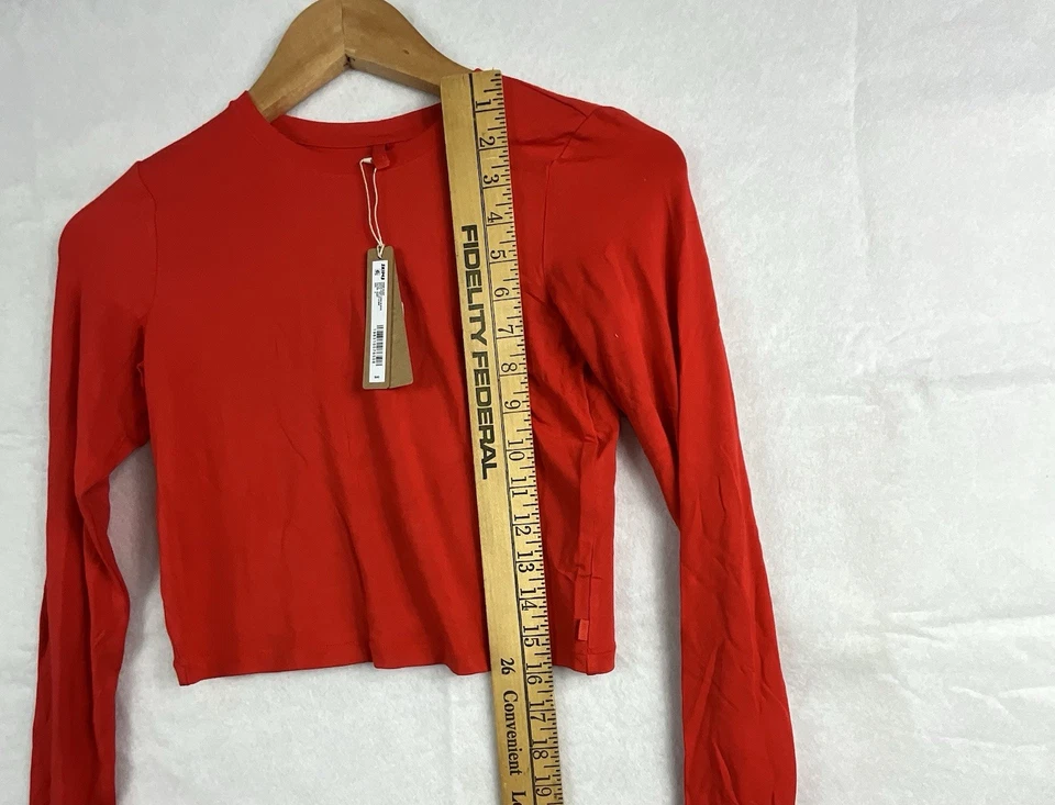 Skims сна супер укороченный длинным рукавом рубашка верхний рубиновый красный маленький новый с Ярлыками (1252) - Изображение 3 из 4