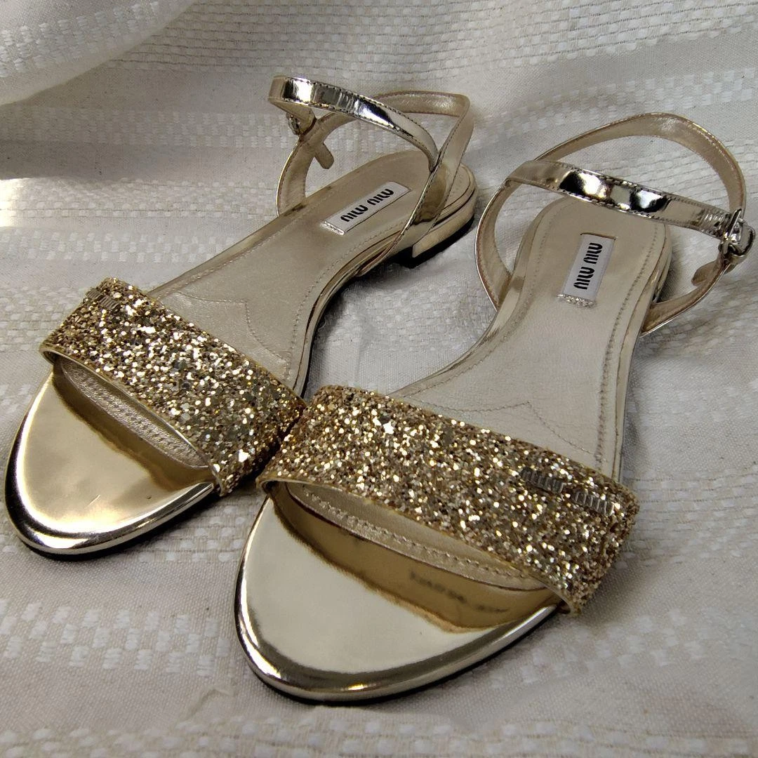 Miu Miu Sandals and Flip Flops Gold for sale | eBay