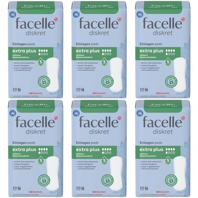6 x 10 Einlagen pads | facelle diskret Hygiene-Einlagen Extra Plus Auslaufschutz