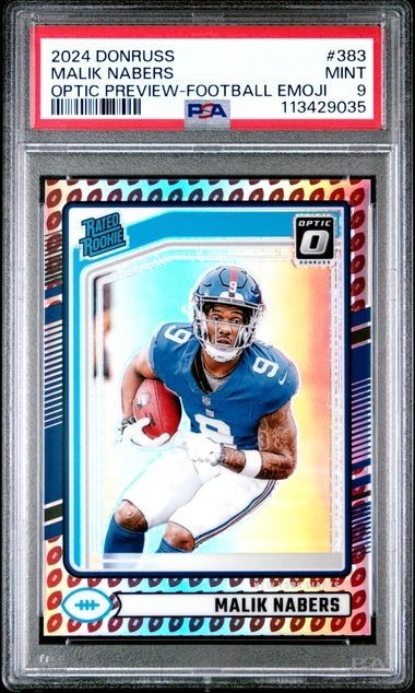 2024 Donruss Optic Preview Malik Nabers Rated Rookie Football Emoji SSP PSA 9🔥