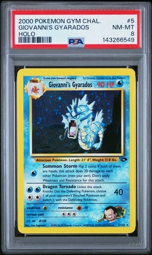 Giovanni's Gyarados 5 2000 Pokemon Gym Challenge Holo Rare PSA 8