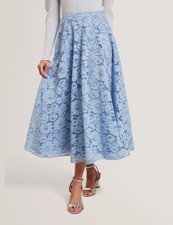 New TED BAKER Demiee Lace Voluminous A-Line Midi Skirt - Blue - M / UK 12 - £179