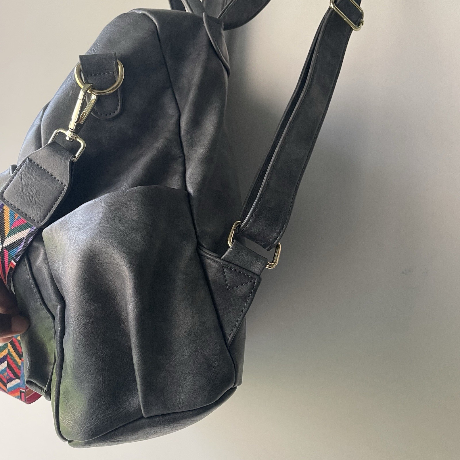 Vegan Convertible Gray Backpack Multiple Pockets … - image 5
