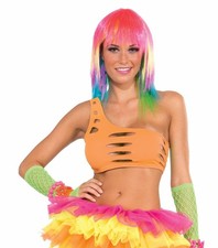 Club Candy Asymmetrical Cut Costume Bra Top Adult: Orange One Size