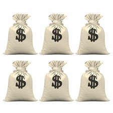 6Pcs Dollar Sign Costume Money Bags for Pirate Cowboy Role Play