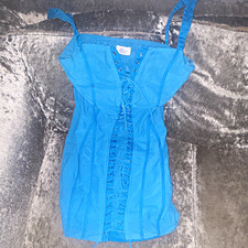 o polly Blue Lace-Up Sweetheart Strappy Sleeveless Bodycon Mini Dress 12
