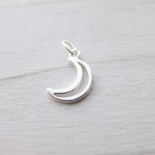 Sterling Silver Open Moon Charm   Crescent Pendant for Necklace or Bracelet