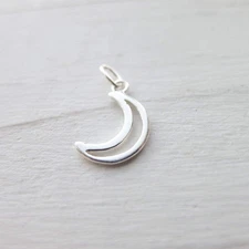Sterling Silver Open Moon Charm  – Crescent Pendant for Necklace or Bracelet