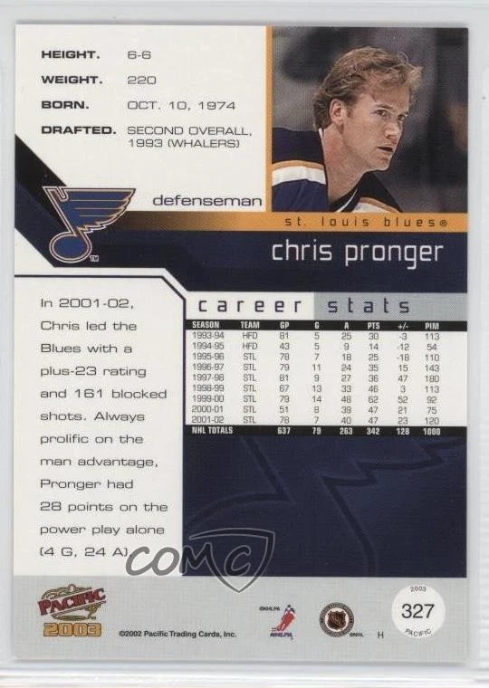 2002-03 Pacific Chris Pronger #327 HOF - Image 2 of 2