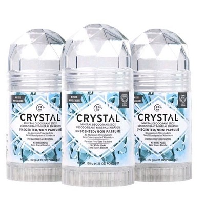  Lot Of 3 CRYSTAL Mineral  Deodorant Stick Unscented 4.25 Ounce