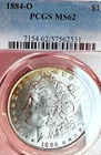 1884-O MS62 Deep Blue/Gold Toning  PCGS New Orleans Mint Morgan Silver Dollar