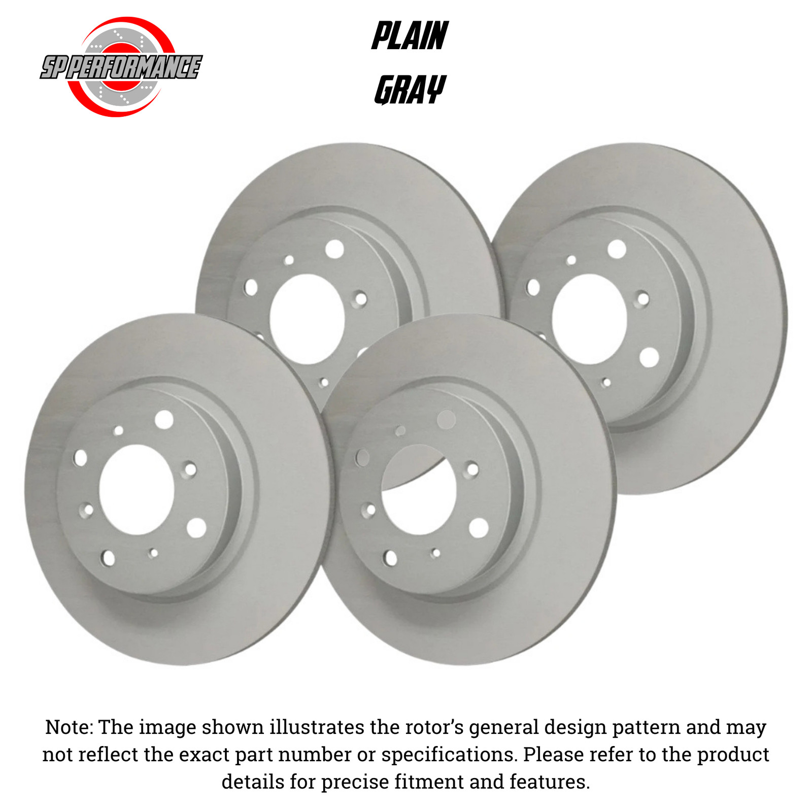 SP Performance KT-FRR-P-G-003158 Plain Grey Zinc Brake Rotors 97-05 Acura NSX
