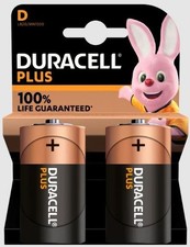 Duracell D 100% Plus Power LR20 MN1300 Alkaline Batteries 2, 4, 6, 8 Pack