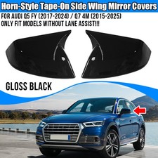 Kleben Spiegelkappen Schwarz Für Audi Q5 2017-2024 Q7 4M 15-25 Ohne Side Assist