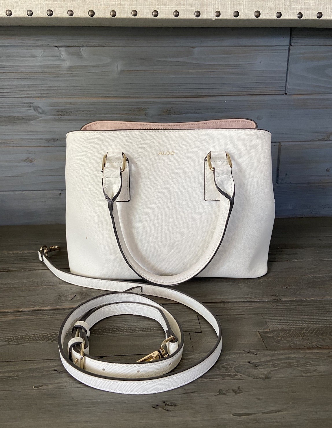 Aldo White Crossbody Bag Stylish Compact Shoulder Purse  