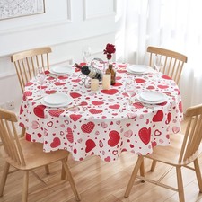 VEDECHIC Valentine's Day Tablecloth Red Love Heart 70 Inch Round Table Cloth ...